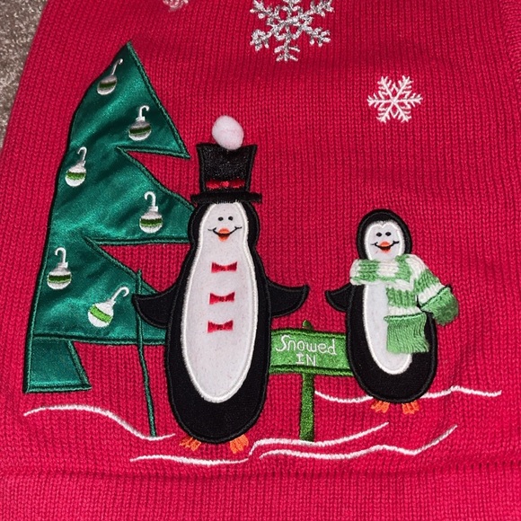 BECHAMEL Penguin Cat Embroidered Ugly Sweater Vest - size XL. Z - Picture 3 of 5